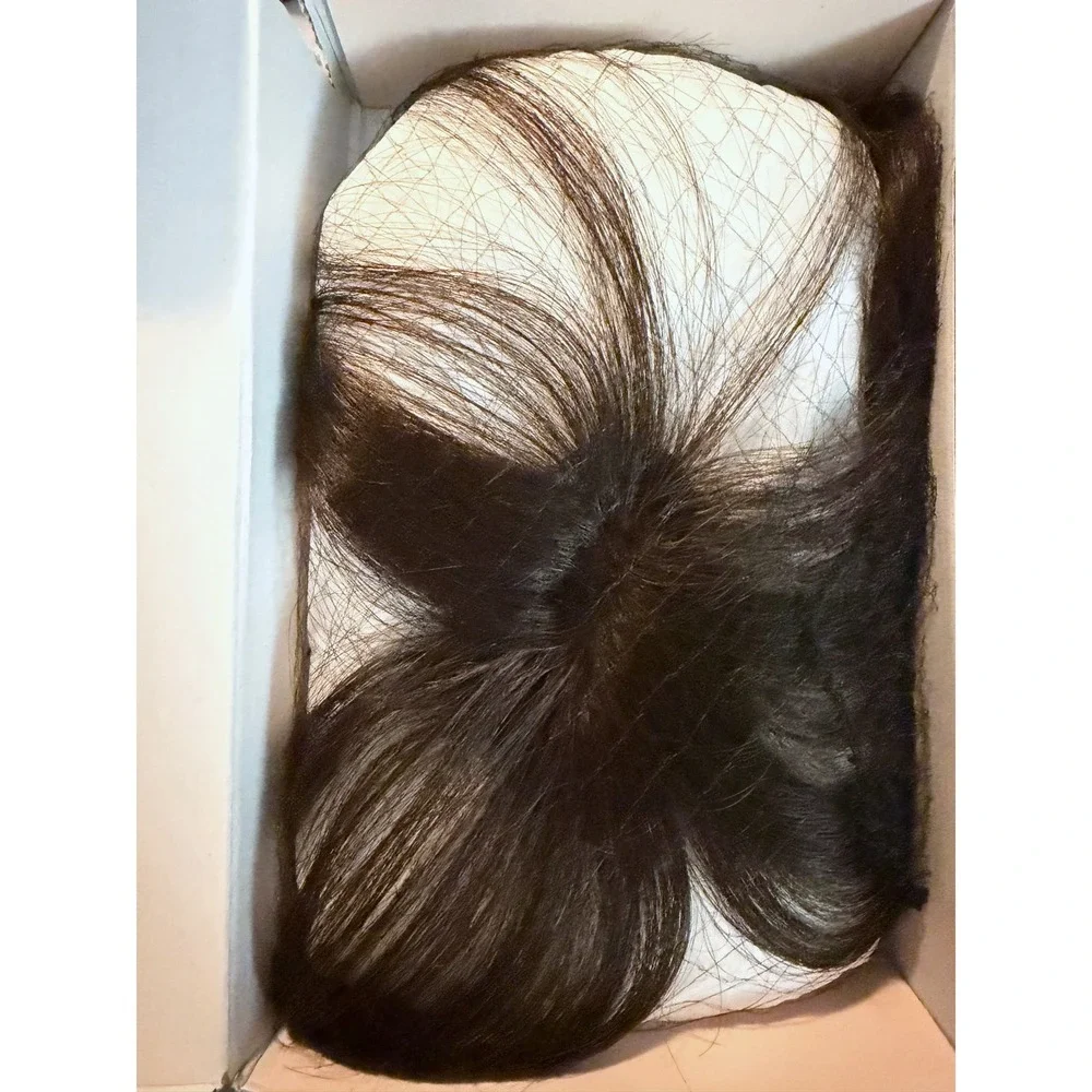 S-noilite Clip in Bangs 100% Real Human Hair 3D Air Bangs Dark Brown Natural